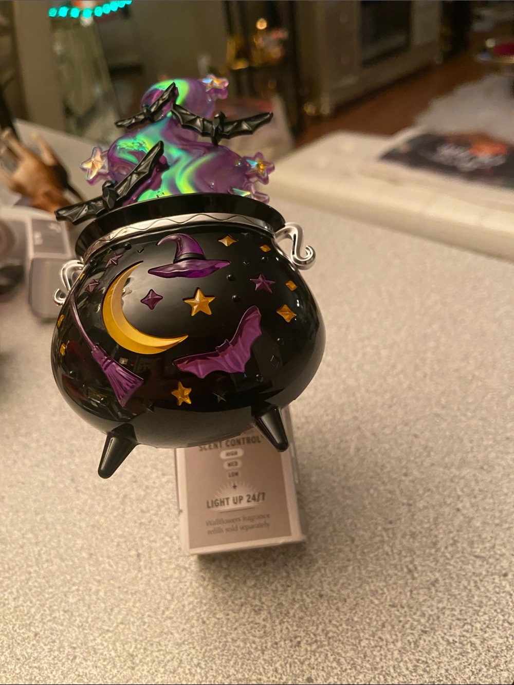 Black & Purple Witch Cauldron Night Light Home Accent wallflower